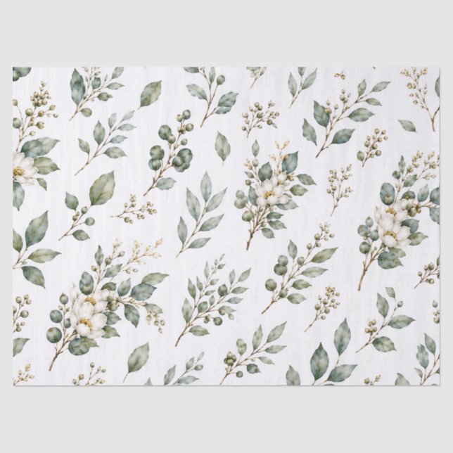Seda Papel Tissue Botânico Elegante de Eucalipto (Frente )