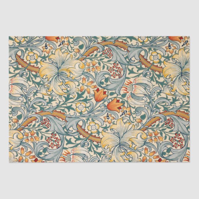 Seda Papel Tissue com Desenho Floral de William Morris (Frente )