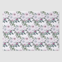 Seda Papel Tissue de Aguarela Floral Romântica de Prima