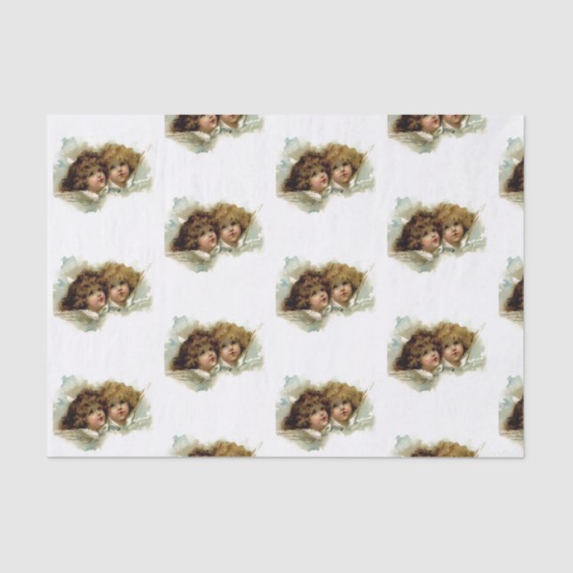 Seda Papel Tissue de Anjos de Aquarela PERSONALIZÁVEL (Frente )