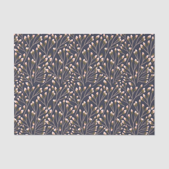 Seda Papel tissue de padrão botânico em tom azul estilo (Frente )