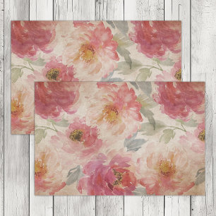 SEDA PAPEL TISSUE DECOUPAGE FLORAL JARDIM DE ROSAS VINT