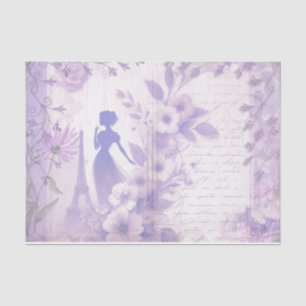 Seda Papel Tissue Floral de Aguarela Lavanda Elegante