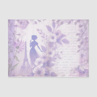 Seda Papel Tissue Floral de Aguarela Lavanda Elegante