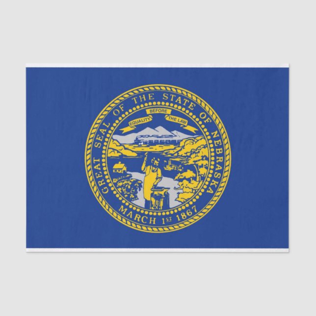 Seda Papel tissue Patriótico com bandeira de Nebraska,  (Frente )