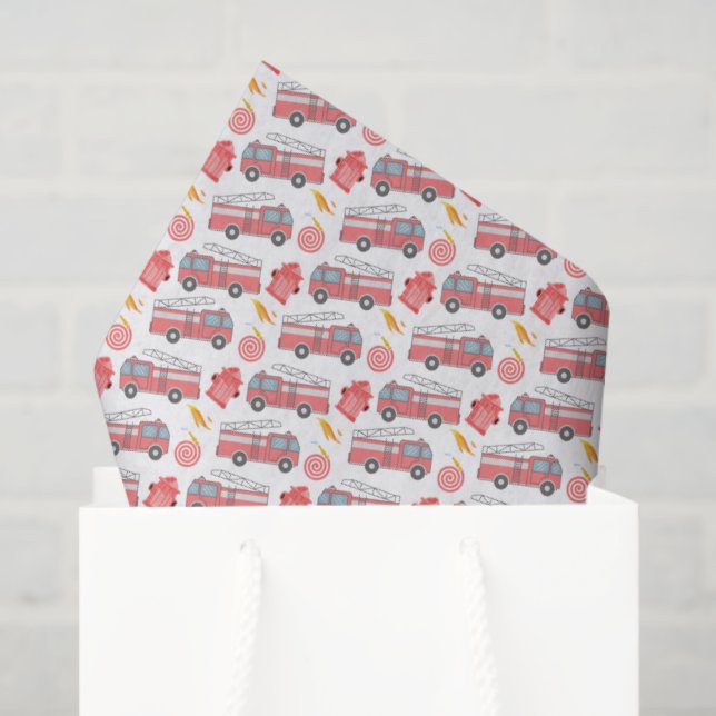 Seda Papel Toalha Caminhão de Bombeiros (Sacola de presentes)