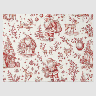 Seda Papel Toalha de Natal Toile Vermelho Vintage