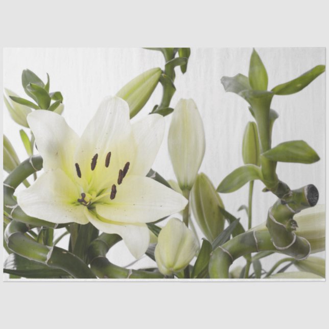 Seda Páscoa Lily Floral - Papel Tecido de Decoupage (Frente )