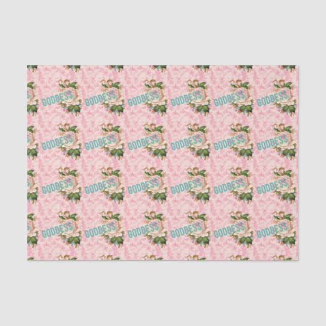 Seda Pássaros cor-de-rosa da deusa e lenço de papel (Frente )