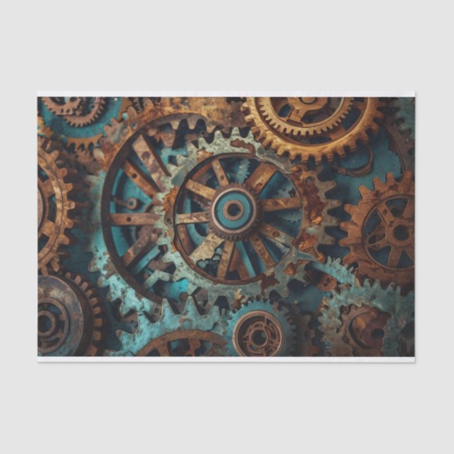 Seda Patina Rusty Gears - Papel de Decoupage (Frente )