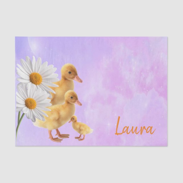 Seda Patos Roxos De Papel Tecido (Frente )