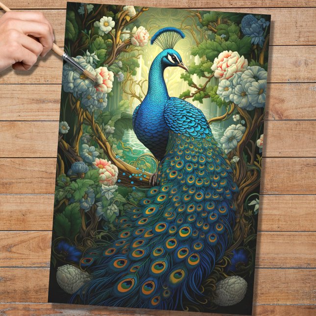 Seda Peacock no Papel de Decoupage da Tapeçaria 1 (Criador carregado)