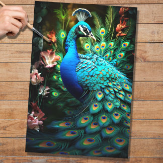 Seda Peacock no Papel de Decoupage da Tapeçaria 2