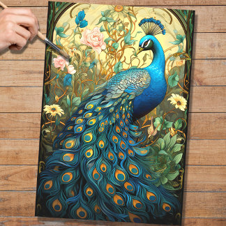Seda Peacock no Papel de Decoupage da Tapeçaria 3