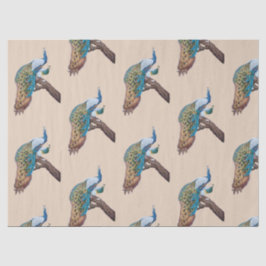 Seda Peacock Series Design 9 Papel de Tecido Castanho