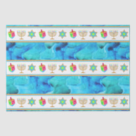 Seda Personalizar o papel azul de tecidos HANUKKAH de F