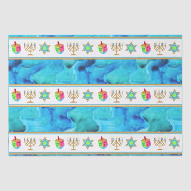 Seda Personalizar o papel azul de tecidos HANUKKAH de F (Frente )