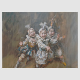 Seda Pierrots - Papel Tecido Estilo de Pintura de Óleo