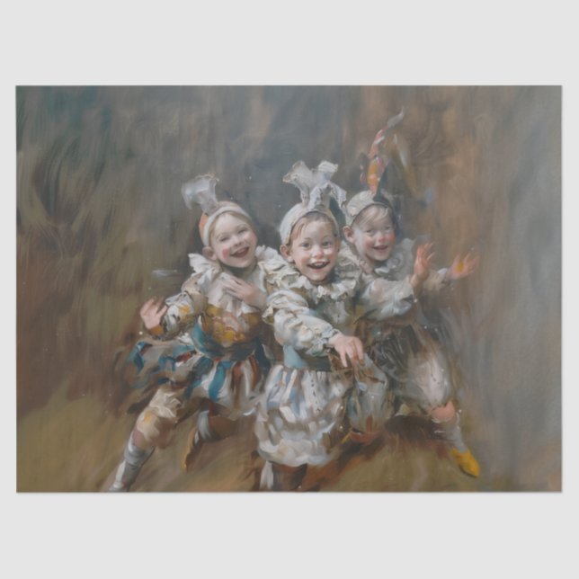 Seda Pierrots - Papel Tecido Estilo de Pintura de Óleo (Frente )