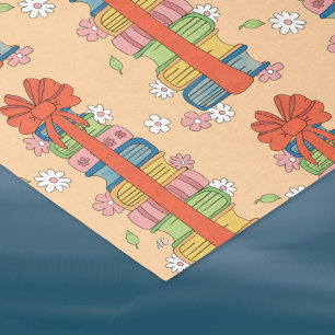 Seda Pilha de livros com papel traçado retrô padrão do