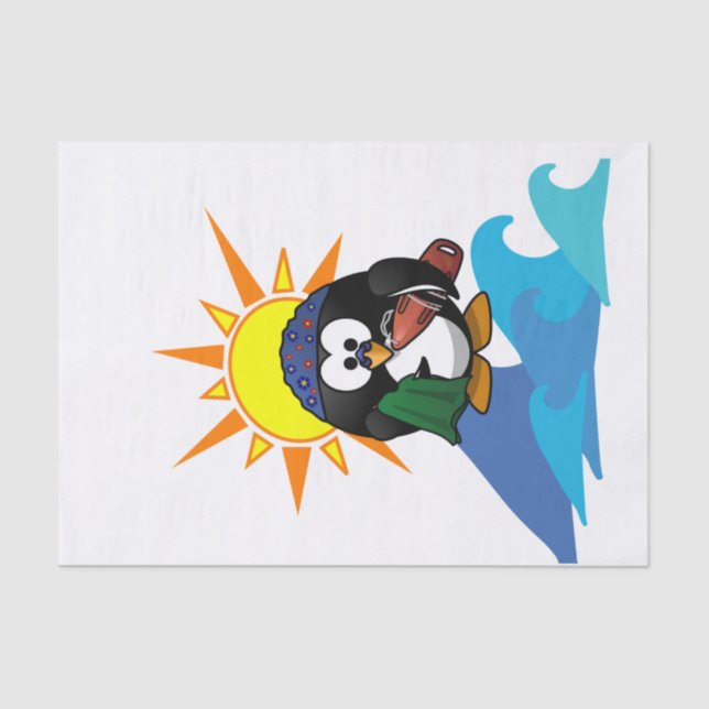 Seda Pinguim Surfer de Papel Tecidual (Frente )