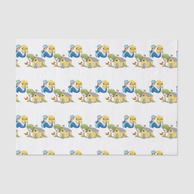 Seda Pintor de Papel Tecido Decorativo (Frente )