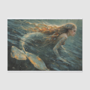 Seda Pintura a óleo de papel tecido de sereia