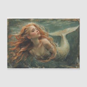 Seda Pintura a óleo de papel tecido de sereia