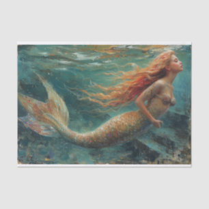 Seda Pintura a óleo de papel tecido de sereia