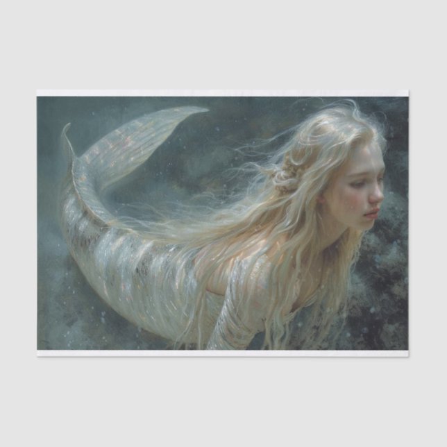 Seda Pintura a óleo de papel tecido de sereia (Frente )