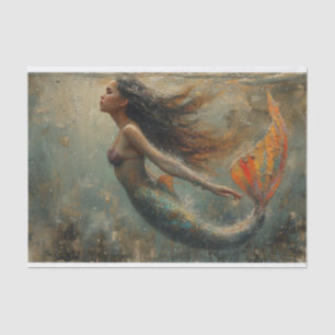Seda Pintura a óleo de papel tecido de sereia