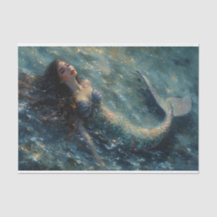 Seda Pintura a óleo de papel tecido de sereia