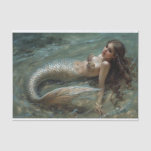 Seda Pintura a óleo de papel tecido de sereia