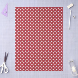 Seda Ponto Branco de Bolha em Papel de Tecido Vermelho