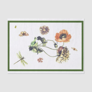 SEDA POPPY E INSETOS DE PAPEL DE TECIDOS PERSONALIZADOS