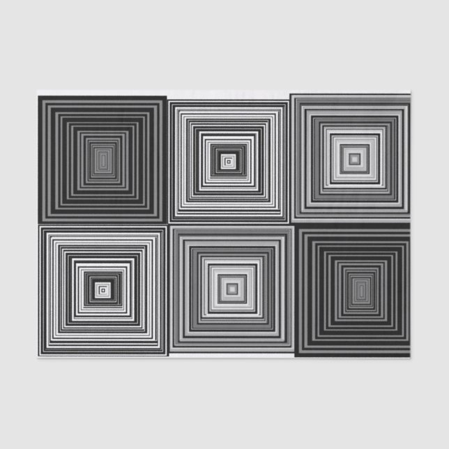 Seda Preto, branco e cinzas esquadra o lenço de papel (Frente )