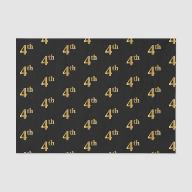 Seda Preto, Faux Dourado 4º (4º) Papel Tecido de Evento (Frente )