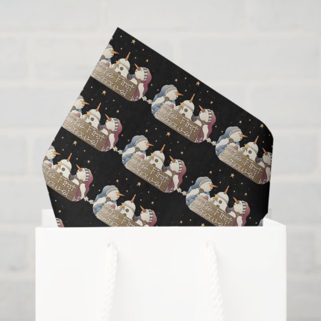 Seda Primeiro papel de tecido Snowman (Sacola de presentes)