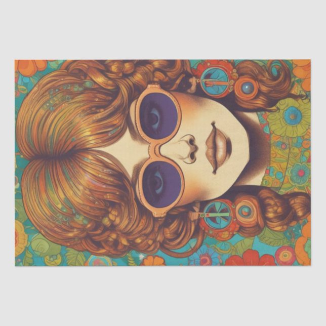 Seda Psicodélico: Um Papel de Decoupage de Hippie Retro (Frente )