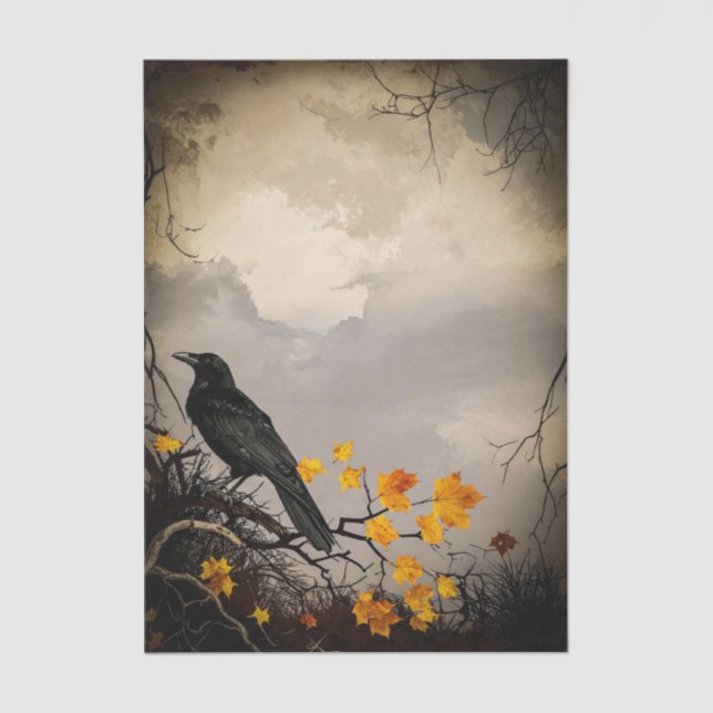 Seda Raven Halloween - Papel Tecido de Decoupage (Frente )
