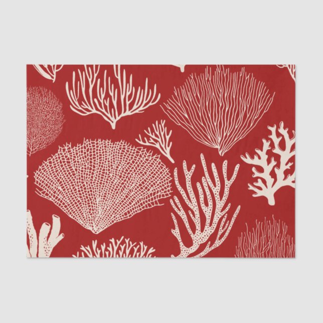 Seda Recife de coral em papel de tecido vermelho (Frente )