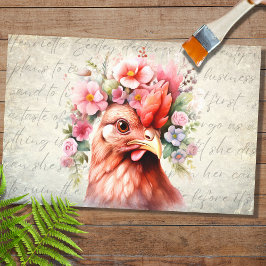 Seda Retrato de frango em flores 3 papel de dissociação