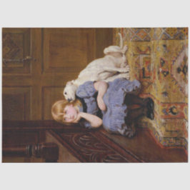 Seda Retrato de uma garota e seu papel de decoupage de 