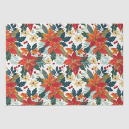 Seda Retro Poinsettia Papel Festivo Para Os Tecidos De 