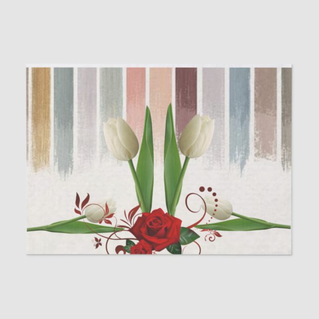 Seda Rosa vermelha das tulipas de papel tecidular (Frente )