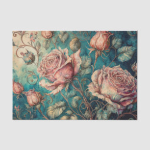 Seda Rosas de conto de fadas no Papel de Tecido