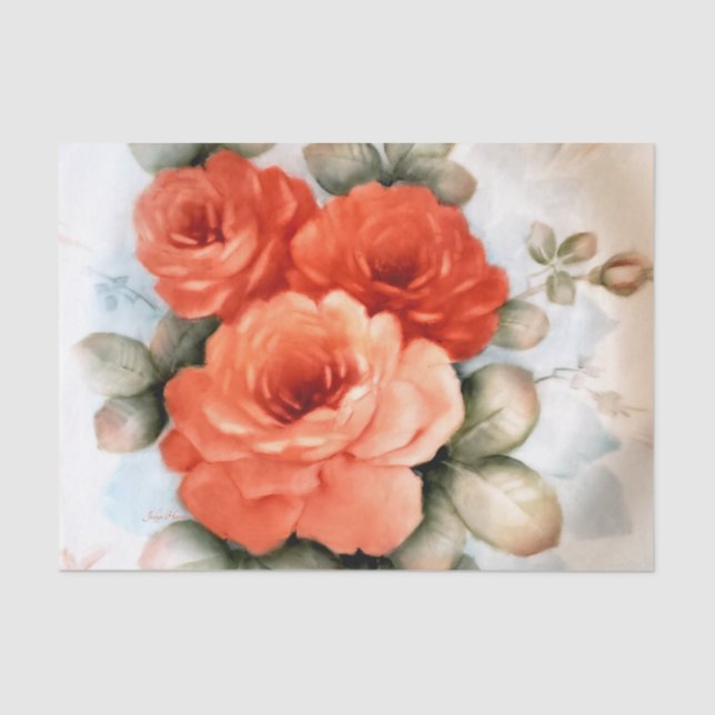 Seda Rosas de coral Papel tecidular (Frente )