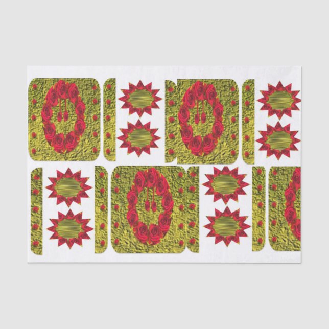 Seda Rosas de Natal Papel Tecido (Frente )