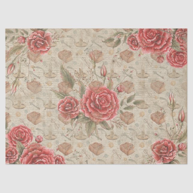Seda Rosas para o Papel Teclado sobre Lover de Livros (Frente )