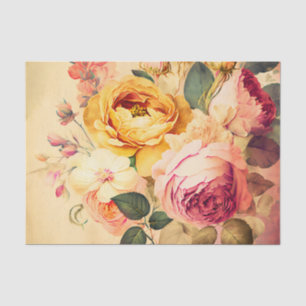 Seda Rosas VINTAGE papel de dissociação floral